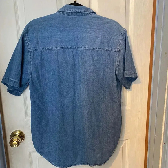 VTG 90s Bobbie Brooks Cotton Floral Embroidery Button Up Denim Shirt Women Sz M - Picture 2 of 5